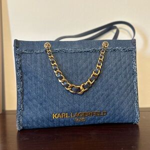 Karl Lagerfeld Denim Blue Chain Shoulder Bag
